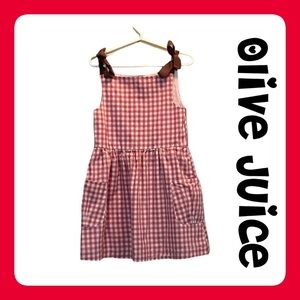 OLIVE JUICE Girls Gingham Cotton Pocket SunDress Size 5